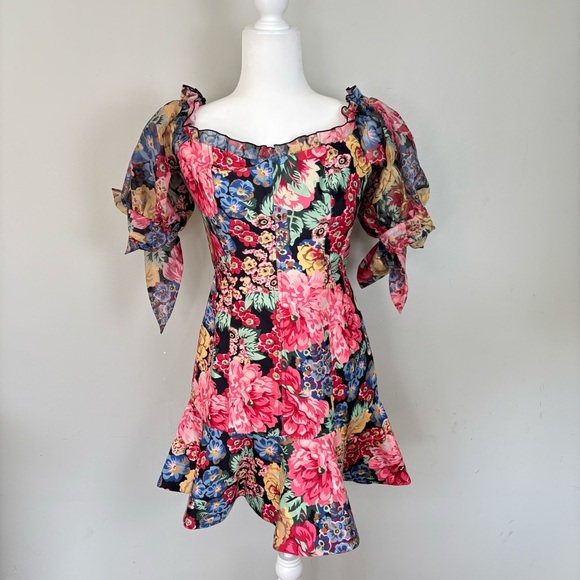 KEEPSAKE The Label Black Hydrangea Runaway Off The Shoulder Mini Dress-6-NWT - Picture 3 of 10